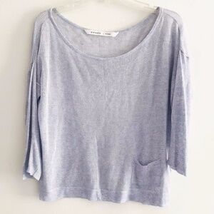 Athleta | Cashmere Blend Mesh knit Crop Top Womens Small S Blue Pullover